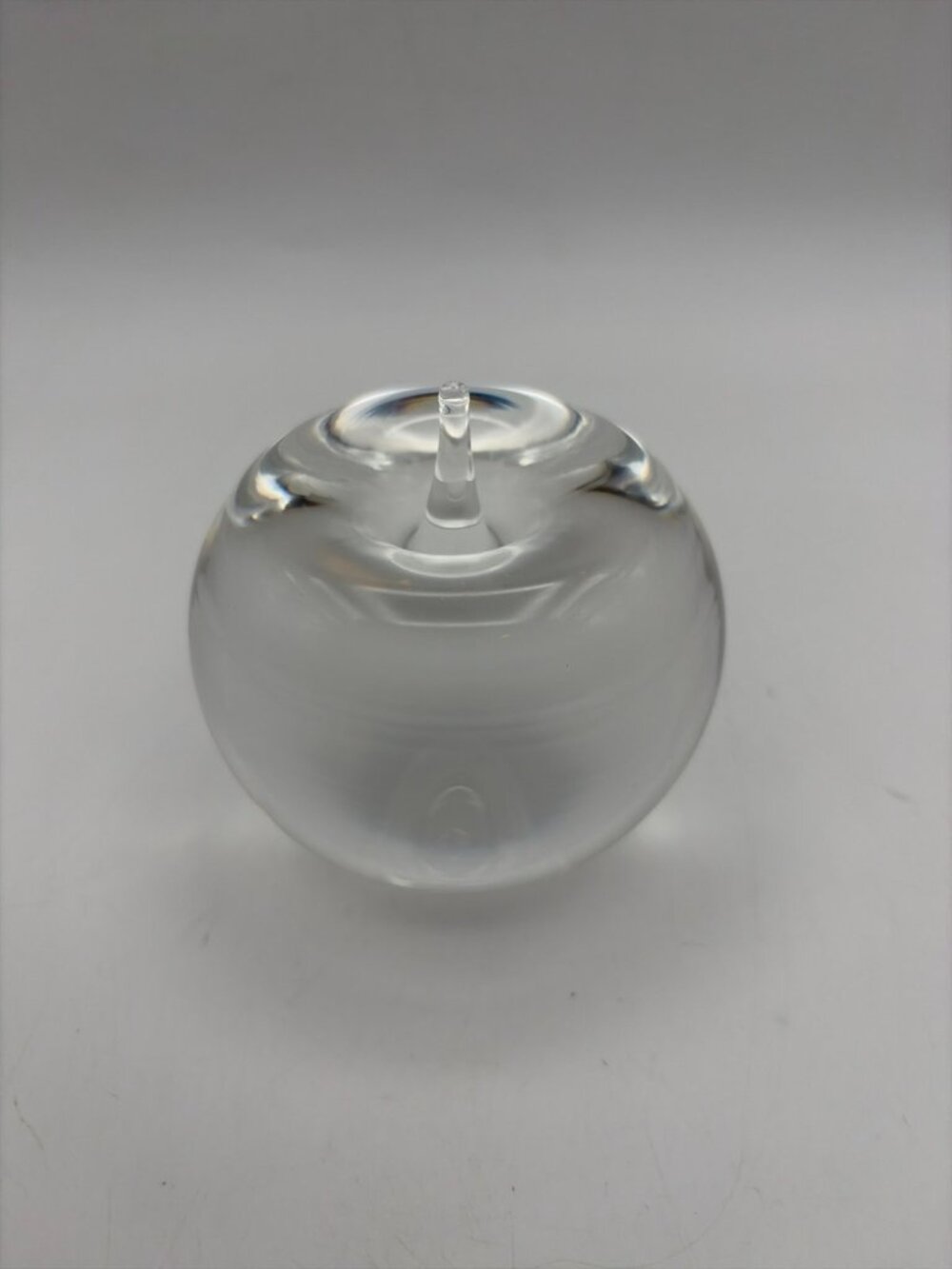 Tiffany & Co. Crystal Apple Paperweight Clear Glass Signed